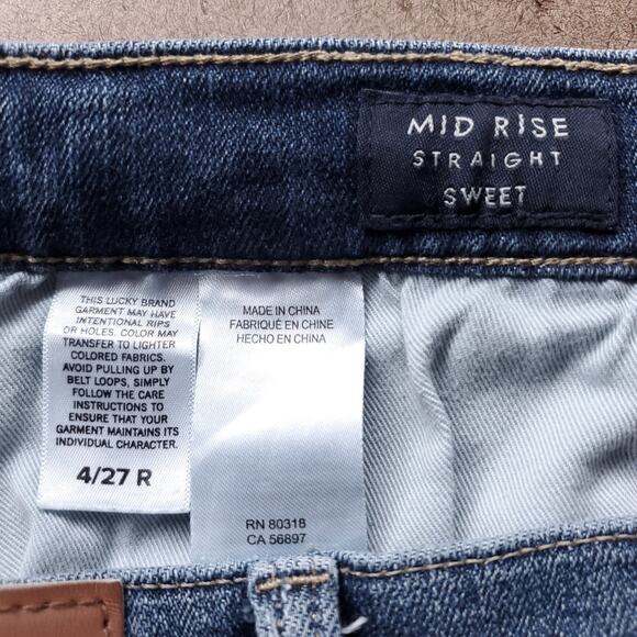 Lucky Brand Sweet Jeans Womens 4/27 Blue Medium Wash Mid Rise Straight Leg Denim - Picture 11 of 12